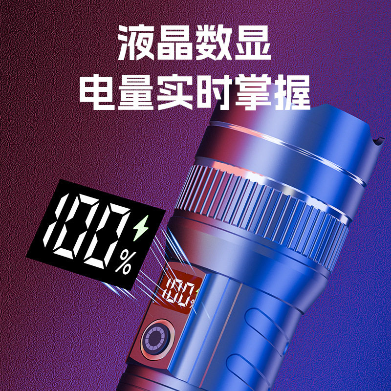 Flashlight with Strong Light, Outdoor Ultra-Bright, Long-Range, High-Power, Long-Lasting, Rechargeable, Durable, Household White Laser Flashlight