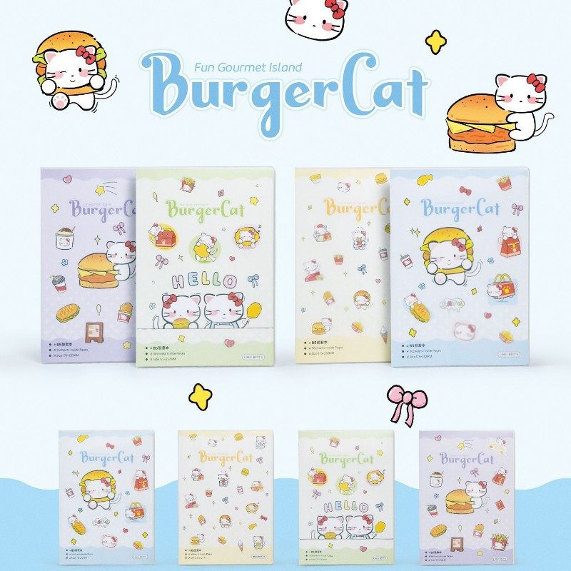 バーガーキャット-A5ラバーケースブック（横線）