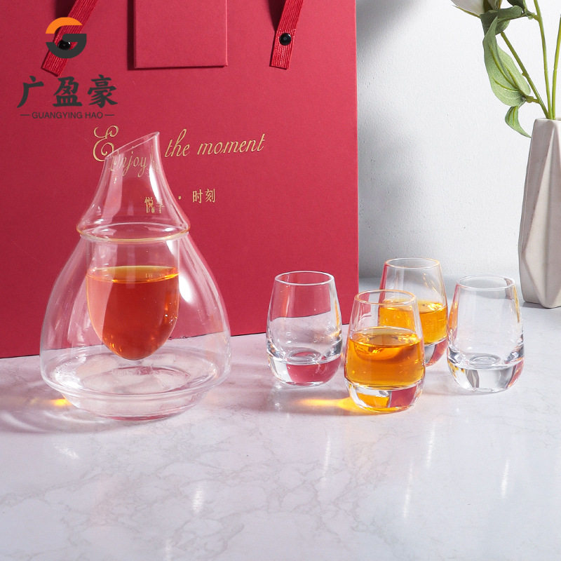 Japanese-Style Transparent Angled Ice Wine Decanter Crystal Glass Wine Decanter White Wine Cup Sake Decanter Sake Cup Gift Box Set