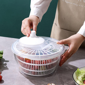 Multifunctional Vegetable Salad Spinner, Household Vegetable Washer and Dehydrator, Fruit Spinner and Draining Basket, Hand-Cranked Water Separator