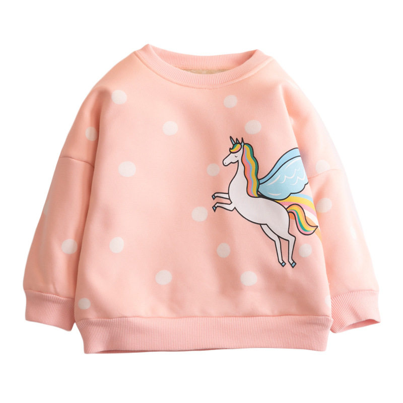 Fall & Winter Fleece-lined Kids' Top, Cartoon Long-sleeve Cotton Children's Hoodie