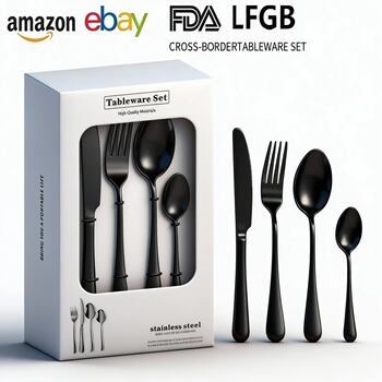 Stainless steel 1010 knife, fork and spoon 24 piece set cross-border hot hotel western tableware 24 piece set window gift box suit