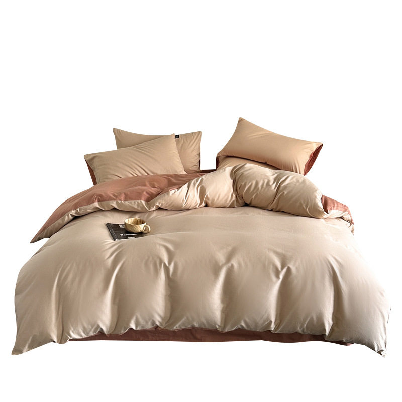 Pure Cotton Four-Piece Set, Class a Maternal and Infant Grade Pure Color Cotton Quilt Cover, Bed Sheets, Fitted Bed Sheets, Bedding