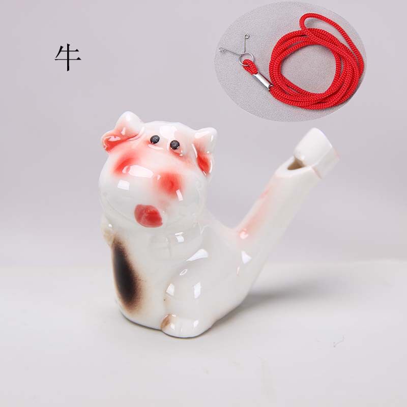 新款配挂绳十二生肖水鸟口哨12249吹出响亮声音口哨陶瓷工艺品