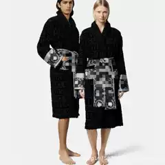 European Cross-Border Fanjia Luxury Pure Cotton Bathrobe Medusa Jacquard Couple Men and Women All-Season Bathrobe Pajamas Long Style