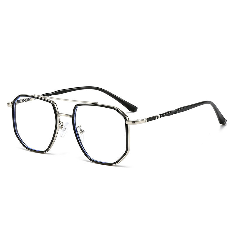 New TR Large Frame Anti-blue Glasses Korean Style Distinctive Double Nose Bridge Myopia Glasses Frame Retro Plain Plain Glasses