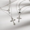 European and American Cross-border Jewelry Gothic Style Hip Hop Necklace Retro Cross Pendant Five-pointed Star Clavicle Chain Necklace for Women