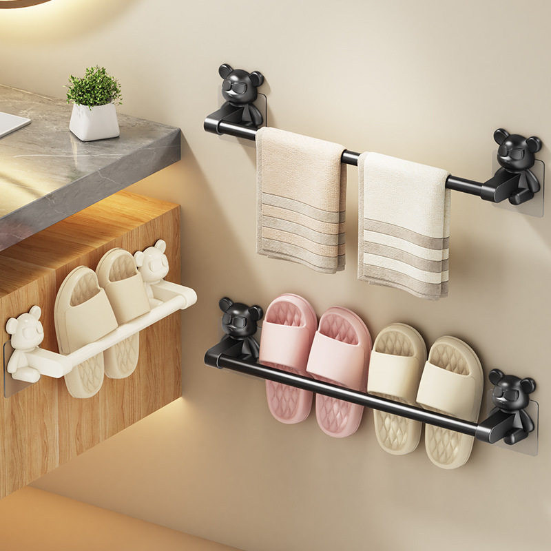 Cross-border Bathroom Bear Slipper Rack Punch-free Toilet Toilet Shoes Drain Rack Slippers Storage Rack Wall Hanging