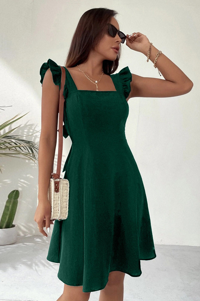 Floral Print A Line Dress Sweet Sleeveless Design Ideal for Vacation or Beach Wholesale Available
