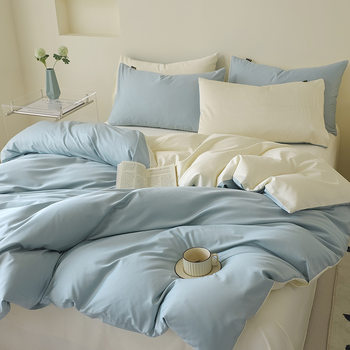 Pure Cotton 60-Count Simple Four-Piece Set for Single and Double Household Student Dormitory Bed Pure Cotton Three-Piece Set for All Seasons Wholesale