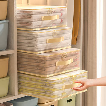 Four-Piece Set of Storage Bags, Transparent Quilt Dust-Proof Bag, Seasonal Clothing and Bed Sheet Storage Box, Wardrobe Organizing Storage Box