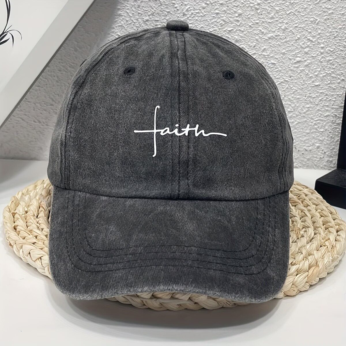 Faith 印花复古街头风水洗做旧男士女士棒球帽休闲户外活动遮阳帽
