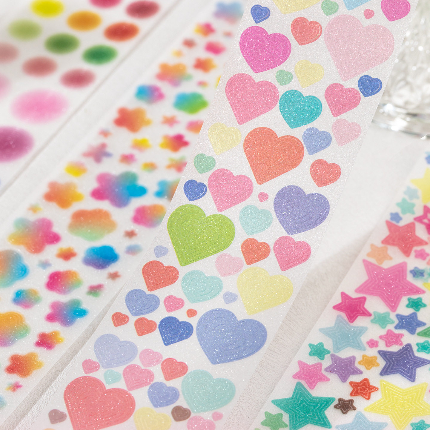 Patterned Pet Die-Cut Tape with Colorful Dreams, Heart Stars, Versatile Planner DIY Decoration Stickers