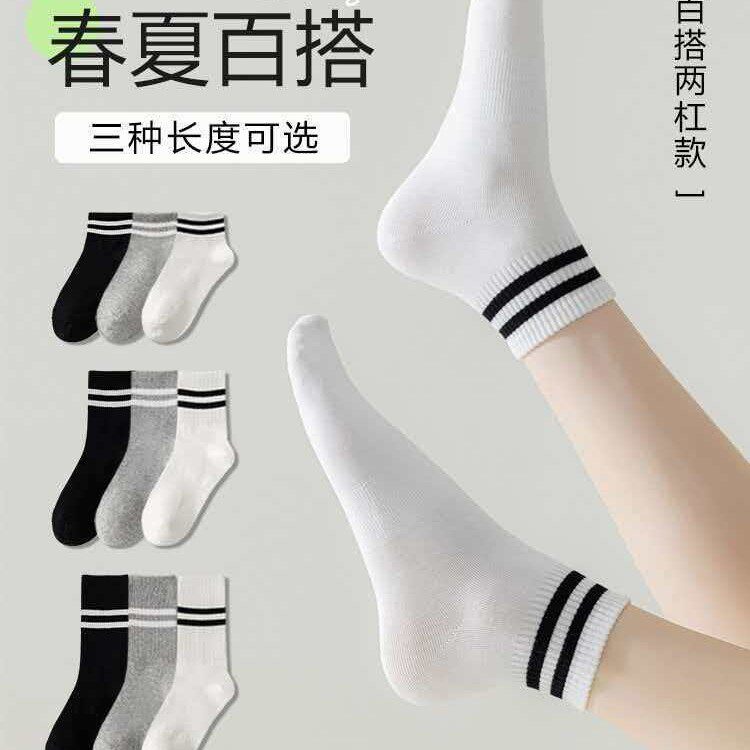 袜子女秋季新款防臭中筒百搭小白袜透气网眼薄款卡通短袜夏季女袜
