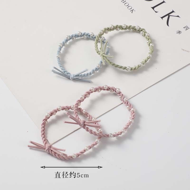 Hand-woven pearl hair band women's high-grade ins head rope ball head small fragrance hair rope large elastic rubber band