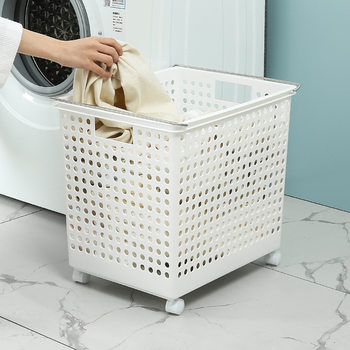 Oversized portable storage dirty clothes basket plastic PP gray hollow storage basket storage dustproof finishing storage basket