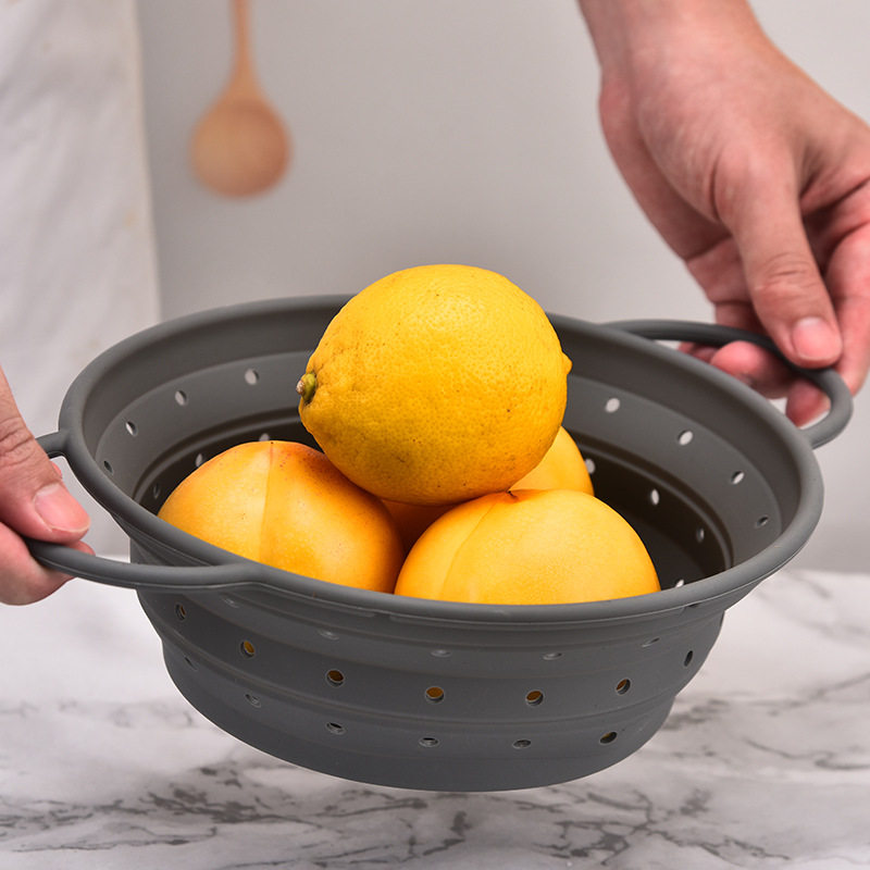 Food Grade Silicone Telescopic Folding Basket Draining Basket Multi-functional Vegetable Filter Vegetable Fruit Food Draining Sieve