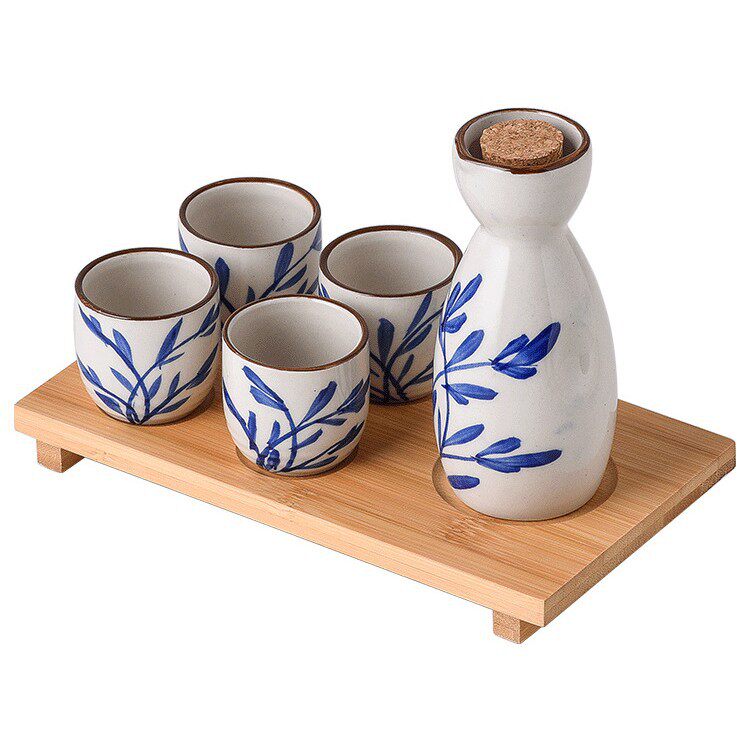 Ishakaya Wine Set Wine Liquor Pot Cup Set Small Wine Pot Japanese Style Hand-painted Ceramic Wine Set One Pot Four Cups