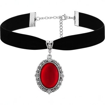 Cross-Border Amazon Export Black/Red Neckband Halloween Dark Pendant Necklace