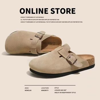 New Style Baotou Flat Sandals and Slippers Women's Spring and Autumn New Retro Fashion All-match Birkenan Shoes Women's Outer Wear Non-slip