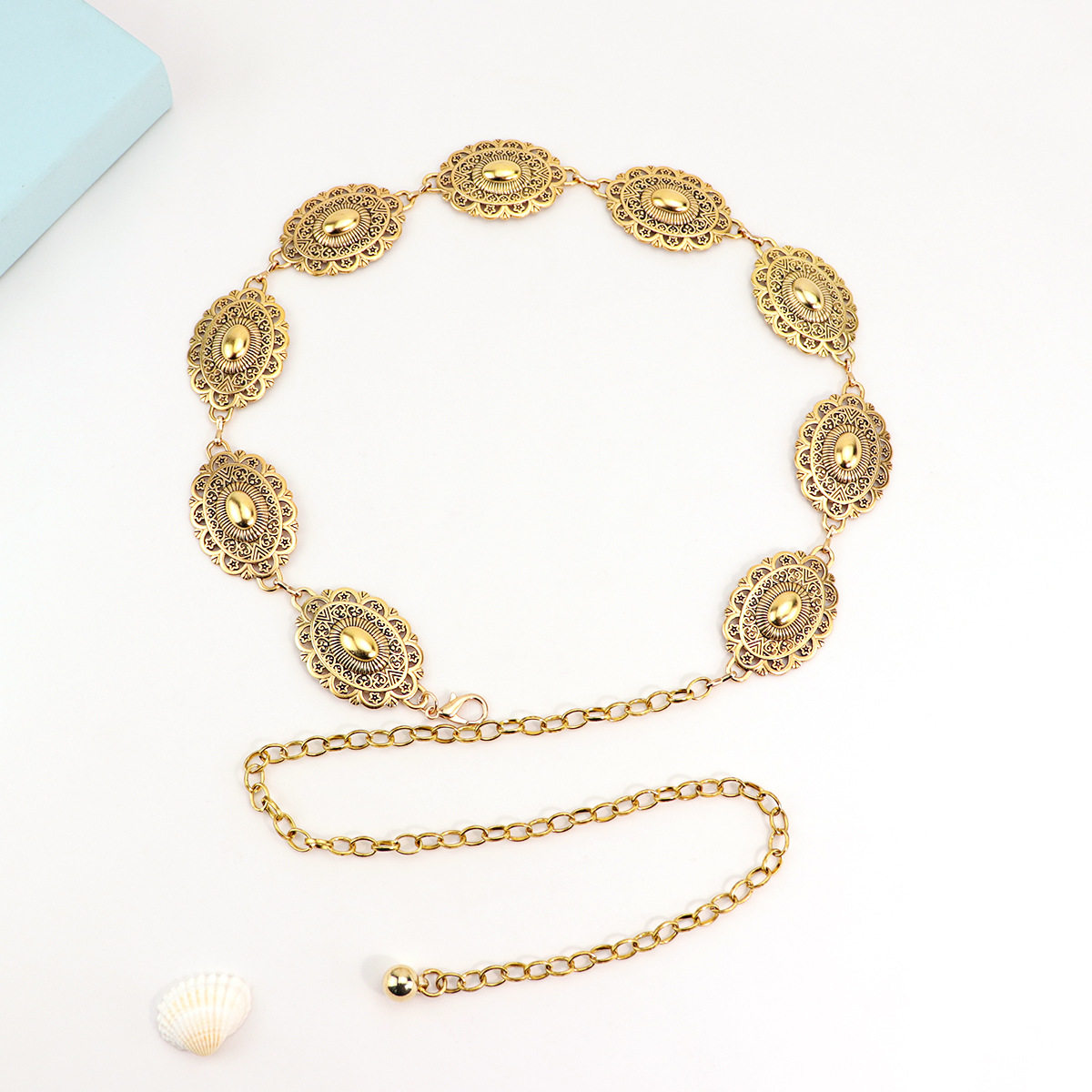 Retro Carved Metal Waist Chain, Versatile and Elegant Women's Dress, Ethnic Style Waist, Fashionable Waist Accessories