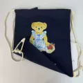 Cherry basket bear drawstring bag - navy blue