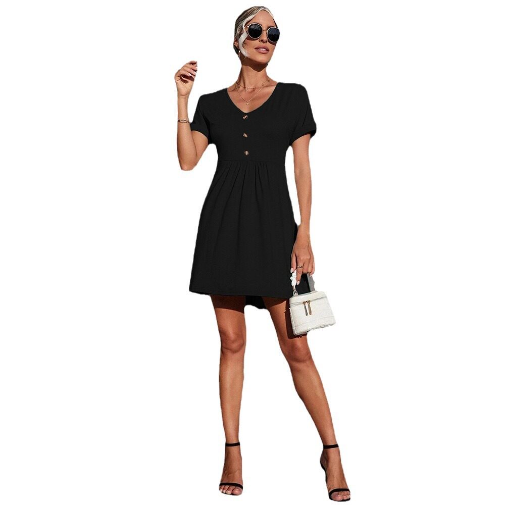 V Neck A Line Dress Solid Color Minimalist Style Elegant Fit Perfect for Work or Casual Occasions Wholesale