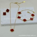 Burgundy double-sided mother-of-pearl three-piece set