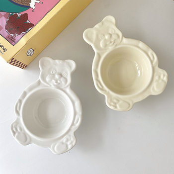 Korean Style ins Style Cute Bear Dessert Bowl Korean Fruit Salad Breakfast Oatmeal Bowl Ceramic Tableware