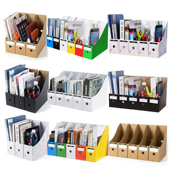 Brown Packing Paper Desktop Storage Box Book Storage Rack Book Stand Box Office Document Bookshelf Information Basket File Organization Box
