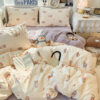 Ins-Style Fresh Winter Printed Milk Velvet Four-Piece Set, Thickened Coral Velvet Student Dormitory Style Bed Sheet Three-Piece Set