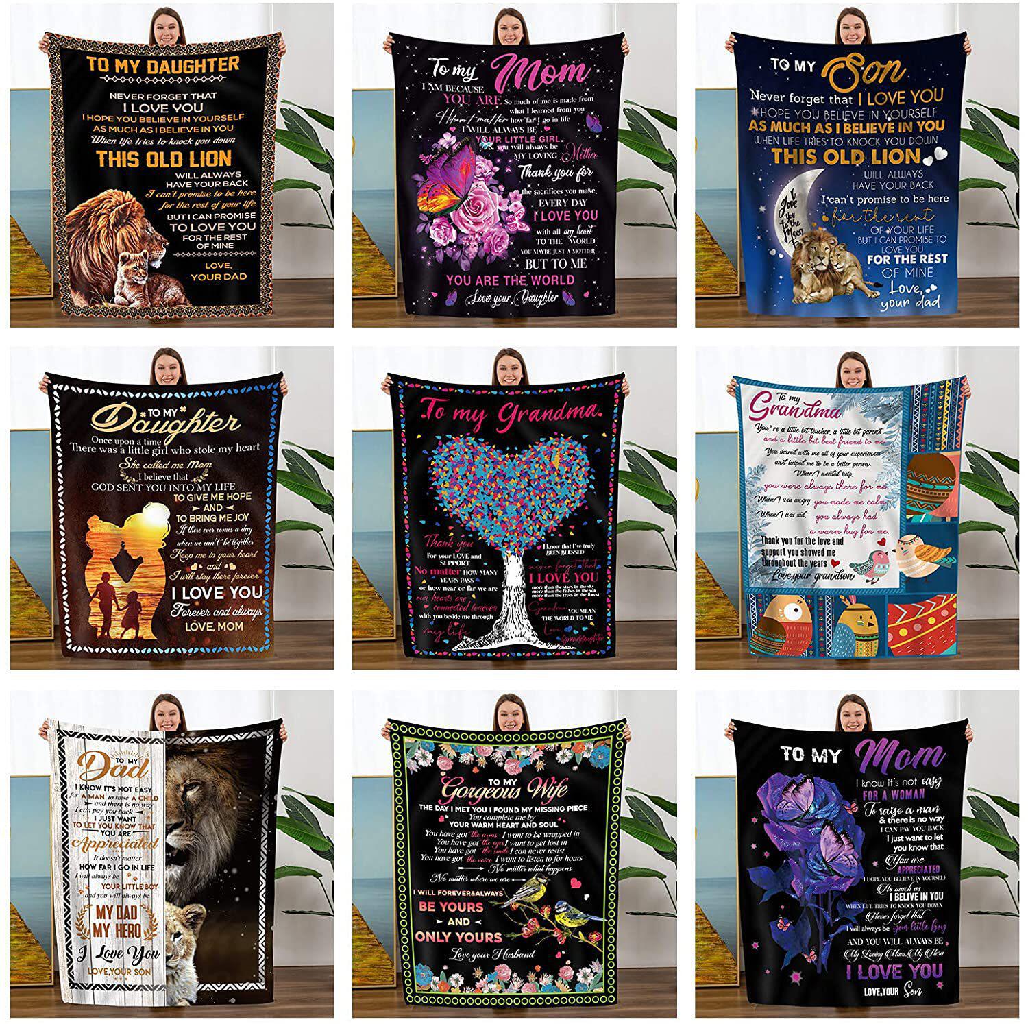 Amazon Hot Sale Envelope Printed Blanket Message Letter Air-conditioning Blanket Printed Flannel Blanket English Tapestry