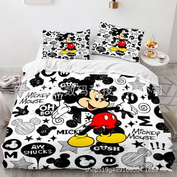 Amazon Mickey Three-Piece Double Bedding Brushed Four-Piece Quilt Cover Bed Sheets Wholesale One Generation