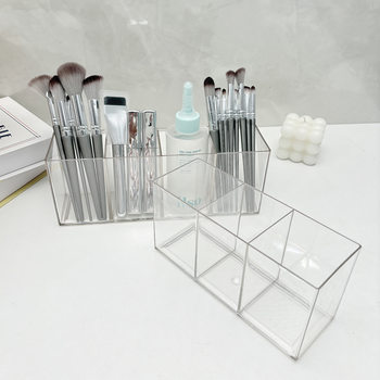 Makeup Brush Storage Box Desktop Large-Capacity Compartmentalized Dressing Table Transparent Acrylic Storage Rack Multi-Functional Organizing Box
