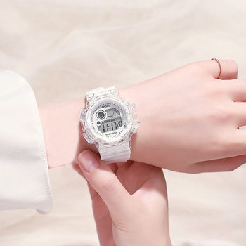 Electronic Watch Transparent Case Medium Size Dial Male and Female Student Watch