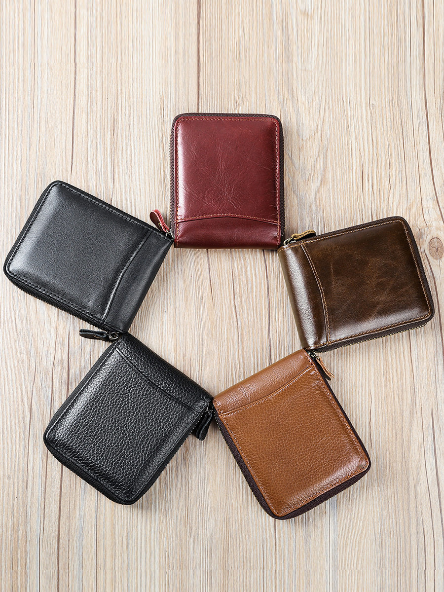 Top Layer Cowhide Multifunctional Coin Purse Anti-theft Card Bag Multi-card Retro Men's Genuine Leather High-end Wallet