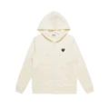 White with black heart zipper