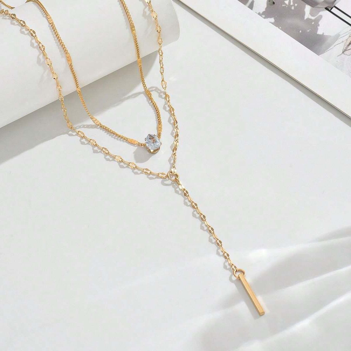 Amazon's Best-Selling Y-Shaped Tassel Flash Diamond Necklace Fashionable Accessible Luxury Sexy Clavicle Chain Multi-Layer European and American Girl Necklace