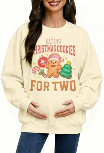 Cross-Border Fleece Sweatshirt Astanfy Women's Maternity Christmas Sweater Mom Sweatshirt Long-Sleeve Shirt