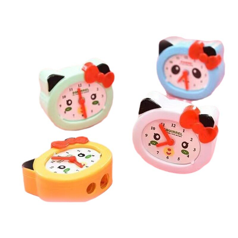 Factory wholesale creative alarm clock shape pencil sharpener clock large hole pencil sharpener elementary school student learning prize gift
