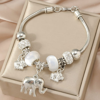 Elephant Pendant beaded bracelet Diamond elephant pendant adjustable size women's bracelet bracelet