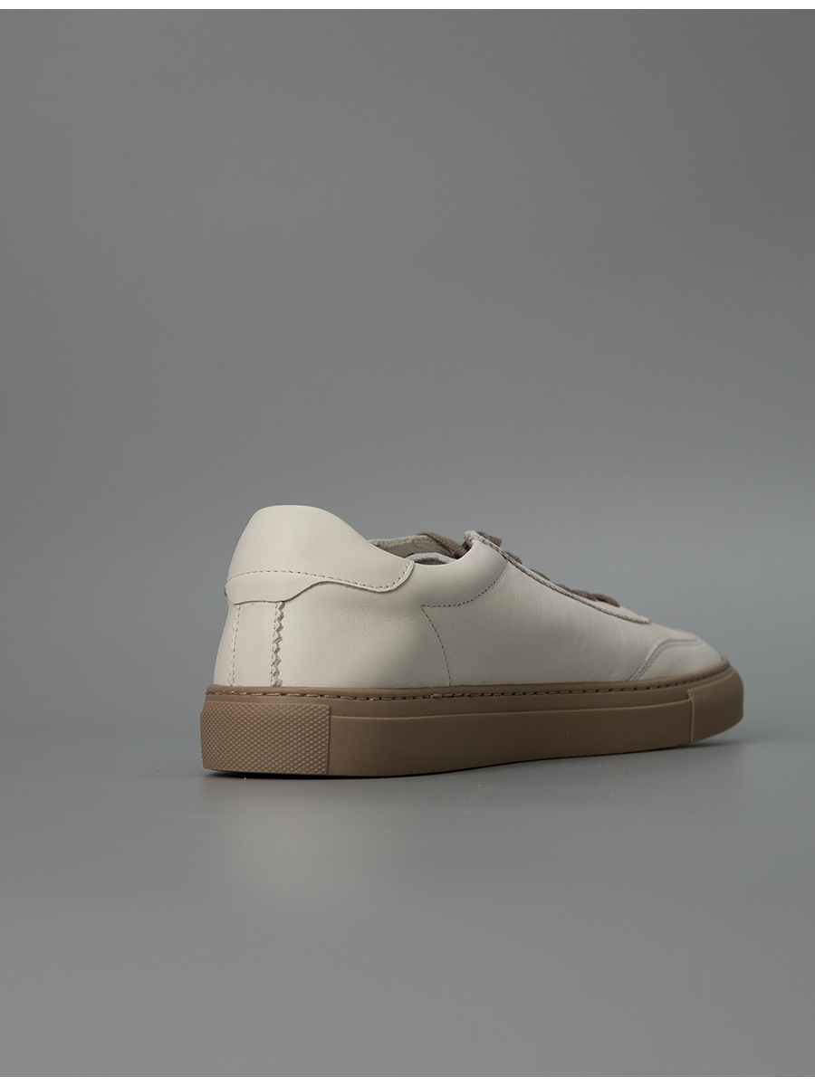 Giày sneaker nam da trắng thủ công thoáng khí dễ phối đồ — Màu trắng