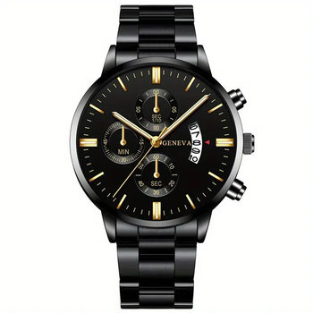 Cross-border explosions calendar steel band watch large dial three-eye quartz watch cross-border business men's watch manufacturers wholesale