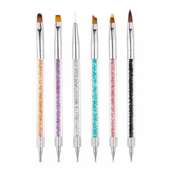 Cross-Border Trade Nail Art Pen Acrylic Color Rod 6-Piece Set Crystal Brush Nail Polish Glue Crystal Pen Factory Batch