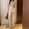 Korean Retro Lace-Up Sleeveless Top for Women Summer New Style + High-Waist Slim Loose Casual Pants Korean Style Two-Piece Set