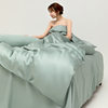Spring and summer class A 100 solid color Lanjing Tencel four-piece set ice cool silky naked sleeping sheets quilt bedding 4