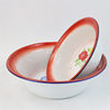 Old-Fashioned Enamel Soup Basin Bowl Red Small Bowl Porcelain Iron Rice Bowl Nostalgic Tableware Vegetable Bowl Mixing Bowl 10 Ginger Tea