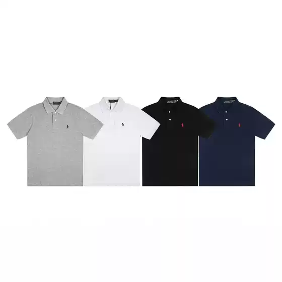 Cross-Border Laff Classic Pony Logo Lapel Pique Cotton Paul Rl Business Casual Polo Shirt Men's Short-Sleeved T-Shirt