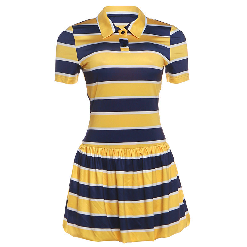 Retro Striped Short Sleeve Dress Fashionable Trendy Summer Style Perfect for Casual Outings Wholesale Available