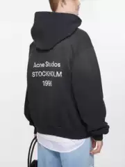 Scandinavian Normcore Style Ac 1996 Washed Old Retro Back Printed Letter Hooded Sweatshirt for Men and Women Trendy
